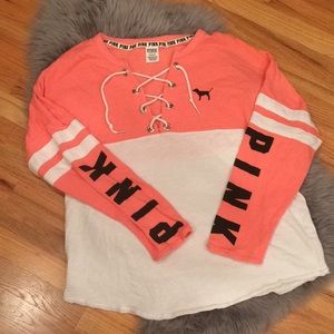 Pink lace up sweatshirt 💕